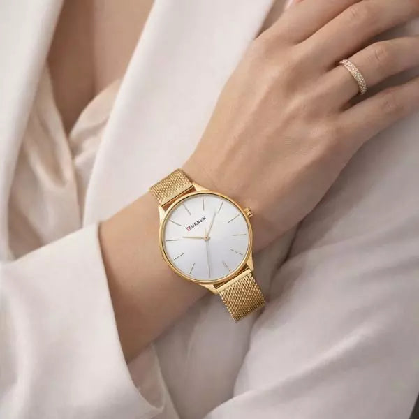 Ladies Watch Gold White