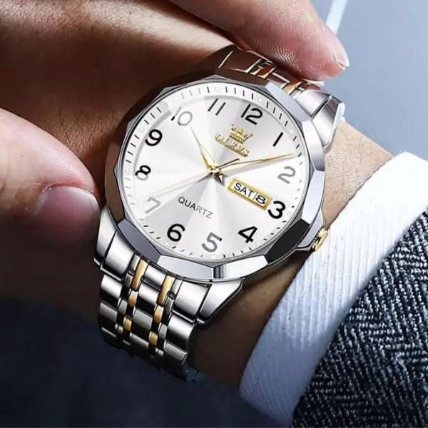 Quartz Watch Gold White