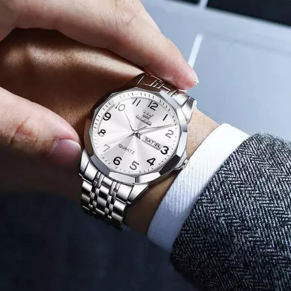 Quartz Watch Silver White