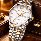 Men’s Quartz Watch Warwick gold with white dial, elegant design