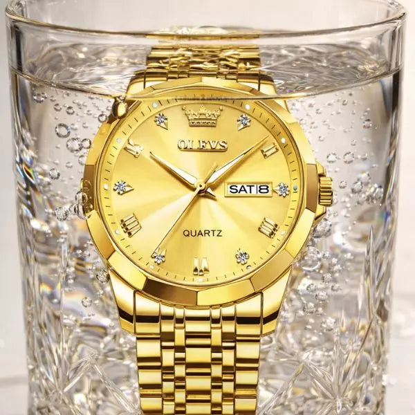 Gold stainless steel bracelet watch